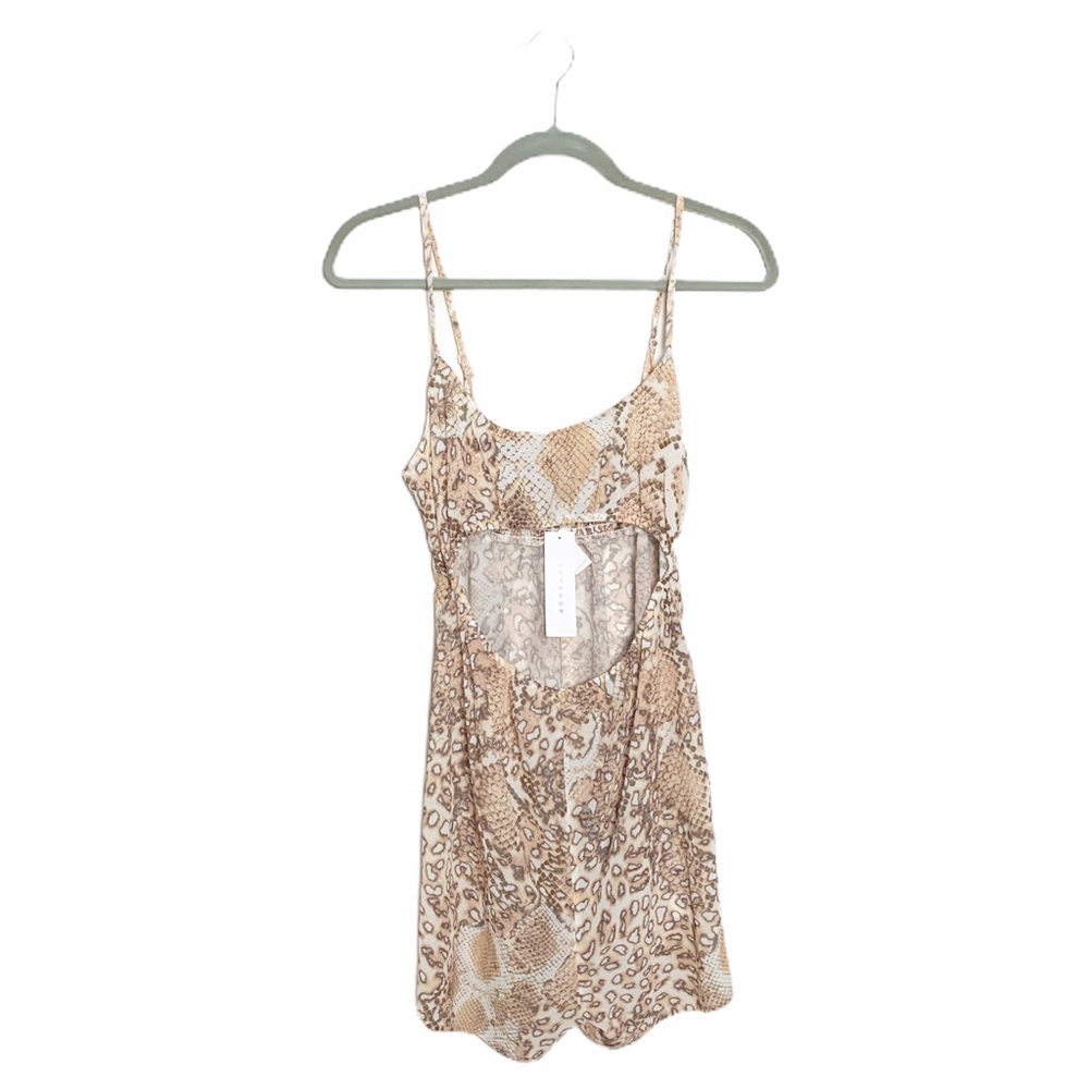 Topshop Snake Print Cutout Romper Tan Sleeveless - Picture 2 of 4